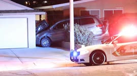 US, Los Angeles: Victorville Van Crashes into Garage and Parked Vehicle