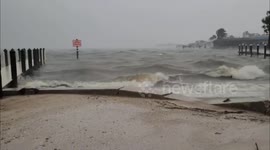Hurricane Milton churns up Manatee River in Bradenton, Florida