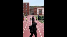 Child runs in the wrong direction during relay race in China