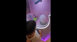 Child amazed by cotton candy machine in Mandaluyong mall