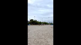 Playing Beach Volleyball With The Dog