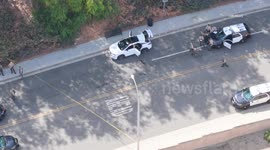 US, Los Angeles: Castaic Deputy Involved Shooting Suspect Down AERIAL Part 2