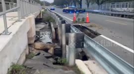 Hurricane Milton damages road in Tampa, Florida