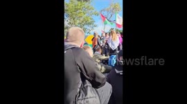 Ireland: Palestine supporters rallied outside Shannon Airport in Ireland in protest, demanding the U.S. army to stop using the airport as a military base to transport weapons to 'Israel'