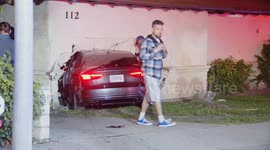 US, Los Angeles: Monrovia Vehicle Crashes into Building Neighbor Speaks On Camera