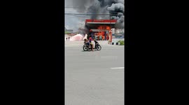 Large fire erupts at petrol station in Indonesia