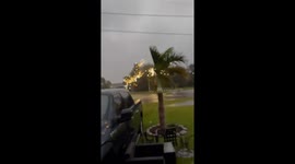 Sparks on electric lines in Punta Gorda before Hurricane Milton