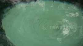 Water boils up through sand from clear spring in Florida, United States