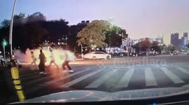 Rider escapes when electric scooter explodes in China