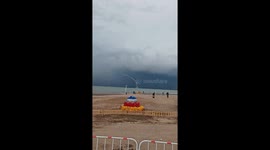 Rare waterspout spotted over Qinghai Lake in china