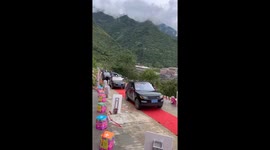 Rainbow fireworks display lights up wedding in Zhejiang Province, China