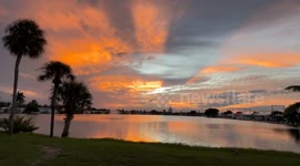 Vibrant Sunset over Lake