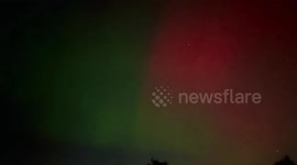 Beautiful Northern Lights illuminate night sky in Yorkshire, England