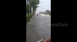 China: Water Gathered on the Street Surface