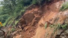 Heavy rain causes landslides blocking roads in India