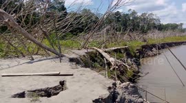 Banks of the Amazon River show the impacts of the drought as the water levels are significantly lower than most years.