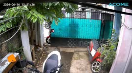 Motorcycle fall at home entrance in Bekasi, Indonesia