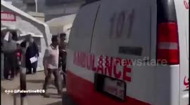 Gaza Strip: The Palestine Red Crescent teams recovered the body of a martyr from the Al-Jalaa area in Gaza City