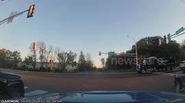 Dashcam Captures Close Call at Intersection