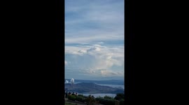 Spectacular moment Taal Volcano spews cloud over lake