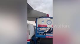 Fuel truck crashes into China Airlines plane in Taiwan