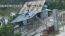 Roof repair mishap in Sichuan, China