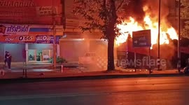 Bus catches fire sending passengers fleeing in terror in Thailand