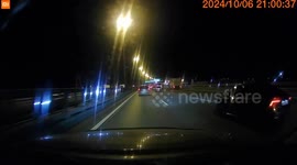 Reckless Sedan Hits Road Maintenance And Overturns SUV