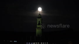 The October Full Moon known as the Hunters Moon which was also a Supermoon rises over the London Eye