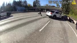 Police bodycam shows 'suspect trying to set off bomb while fleeing arrest'