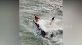 Chopper crews brave gale force winds to rescue fisherman in China