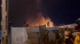 Lebanon: Fire in a camp for displaced Syrians in the Bekaa town of Marj