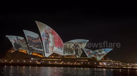 Sydney Opera House lit up for King Charles III and Queen Camilla visit, Sydney, Australia