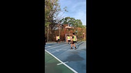 Goal post mishap traps goalkeeper in Net