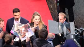 Angelina Jolie arrives on the red carpet for the London premiere of her new movie, Maria