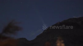 4K :  comet Tsuchinshan-ATLAS setting behind a mountain in the swiss Alps october 18th, 2024