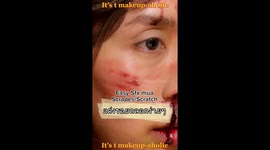 Make-up artist shows how to draw realistic-looking fake wounds on face using blush