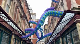 Giant tentacles appear in London’s Leadenhall Market ahead of Halloween