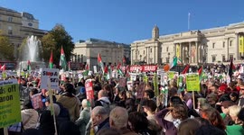 Thousands of pro-Palestine protesters pack Trafalgar Square in London