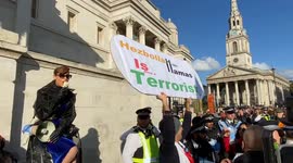 Pro-Israel counterprotesters taunt Palestine supporters at massive pro-Palestine protest in Trafalgar Square