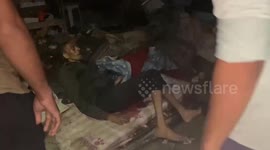 Injuries due to the bombing of the Israeli drones on a house sheltering displaced people in the Al-Zawaida area in the central Gaza Strip