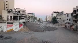 Destruction caused by the intensive Israeli bombing that targeted Gaza City last night
