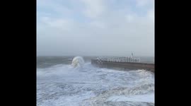 Large Waves from Storm Ashley hitting the West Pier, Whitehaven, Cumberland 20/10/2024