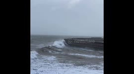 Large Waves from Storm Ashley hitting the West Pier, Whitehaven, Cumberland 20/10/2024