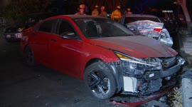 US, Los Angeles: North Hollywood Car Flips After Hitting Multiple Parked Vehicles