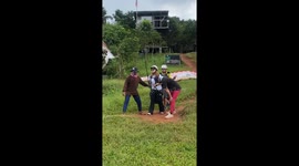 Woman stumbles on ground before paraglider can even take off