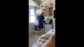 Cat drops item on person while they cook in Sandown, UK