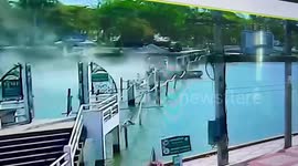 Backhoe plunges into river as bridge collapses in Thailand