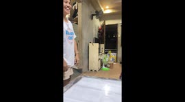 Wheelchair user shows the difficulties of getting around home
