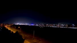 Night Time lapse of Highway with Fast moving traffic
